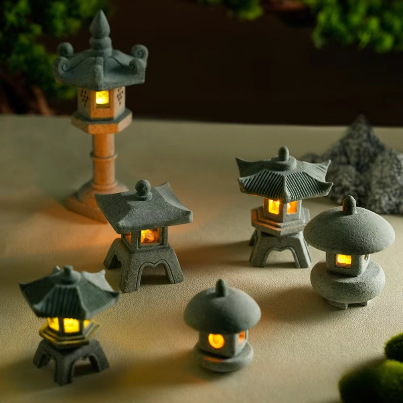 Bonsai Garden Mini - Mini Pagoda Lantern Light Garden Statue