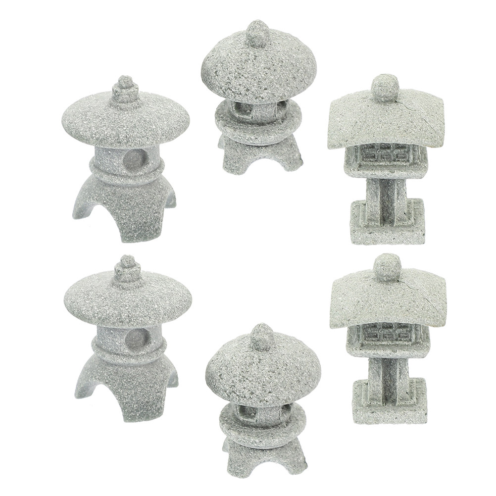 Bonsai Garden Mini - 6Pcs Sandstone Pavilion Decor Mini Pagoda