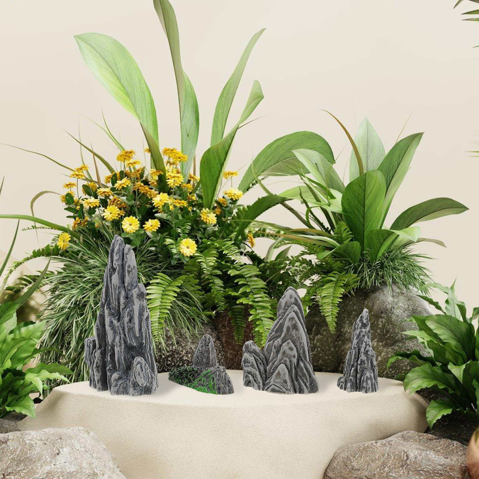 4Pcs Miniature Rockery Decor S - Bonsai Garden Landscape Design のレビューと価格