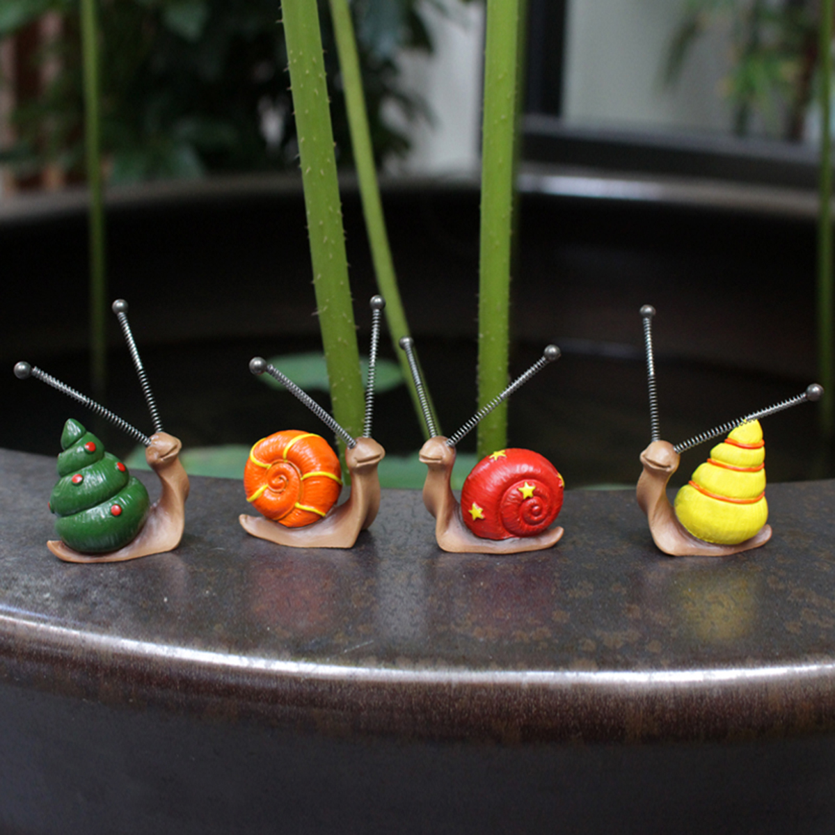 4pcs, Mini Snail Sculpture Bon - Bonsai Garden Mini のレビューと価格