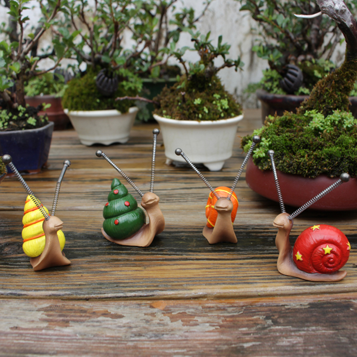 4pcs, Mini Snail Sculpture Bon - Bonsai Garden Mini のレビューと価格